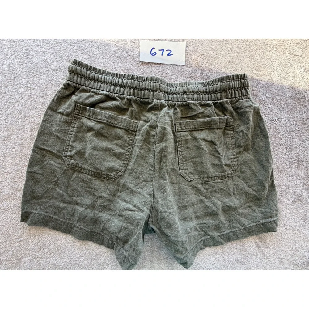 Old Navy Linen Blend Shorts Womens Small Green Drawstring Utility Pockets Z672